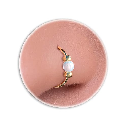 Tiny Gold Nose Ring Fire White 2mm Opal Nose Piercing 14K Gold Filled Snug 7mm Hoop Thin 24 Gauge Piercing Jewelry Dainty Gift Ready Purchase