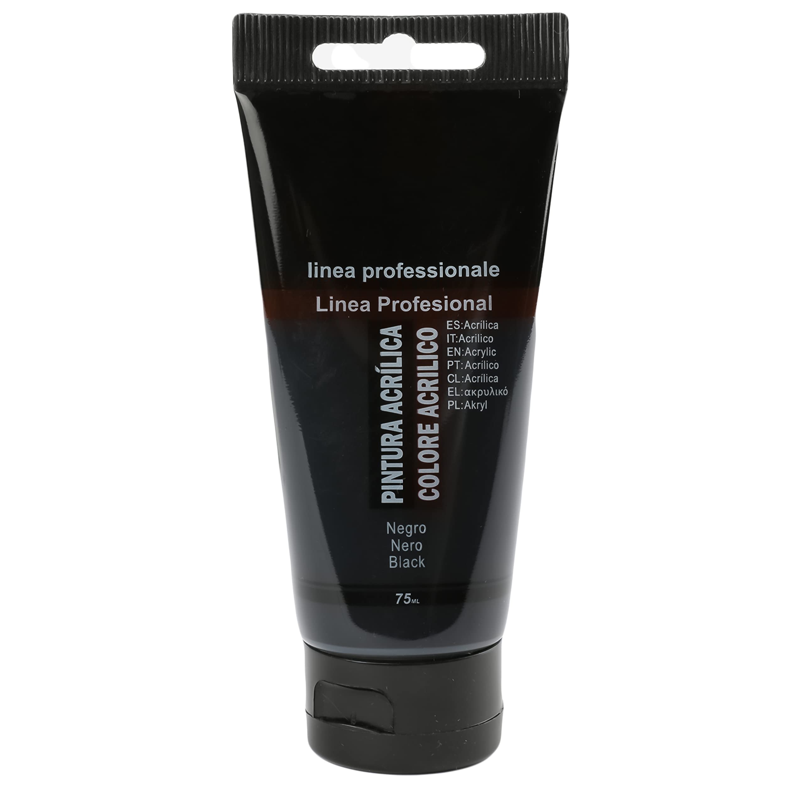 H HANSEL HOME Pintura Acrílica Colores, Alta Cobertura y Resistencia a la Luz, Sostenible/No Tóxico, Pintura Acrílica Profesional, Tubo de 75ml - Negro