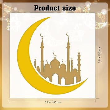 HOWAF 16pcs Ramadan Eid Stencil,Eid Mubarak Drawing Templates for Eid Party Painting Wall Wood Decor,Ramadan Kareem Painting Stencil Art Craft with Moon Star Pattern Happy Eid Favors Plastic Templates