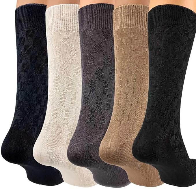 Dress Crew Silk Socks for Men, 3-pack (Large, Gray)2