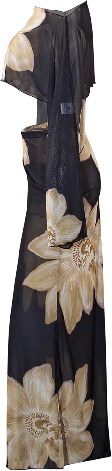 Women Sexy Floral Mesh See Through Maxi Skirt Sets Off Shoulder Crop Top Long Skirt Club Outfits