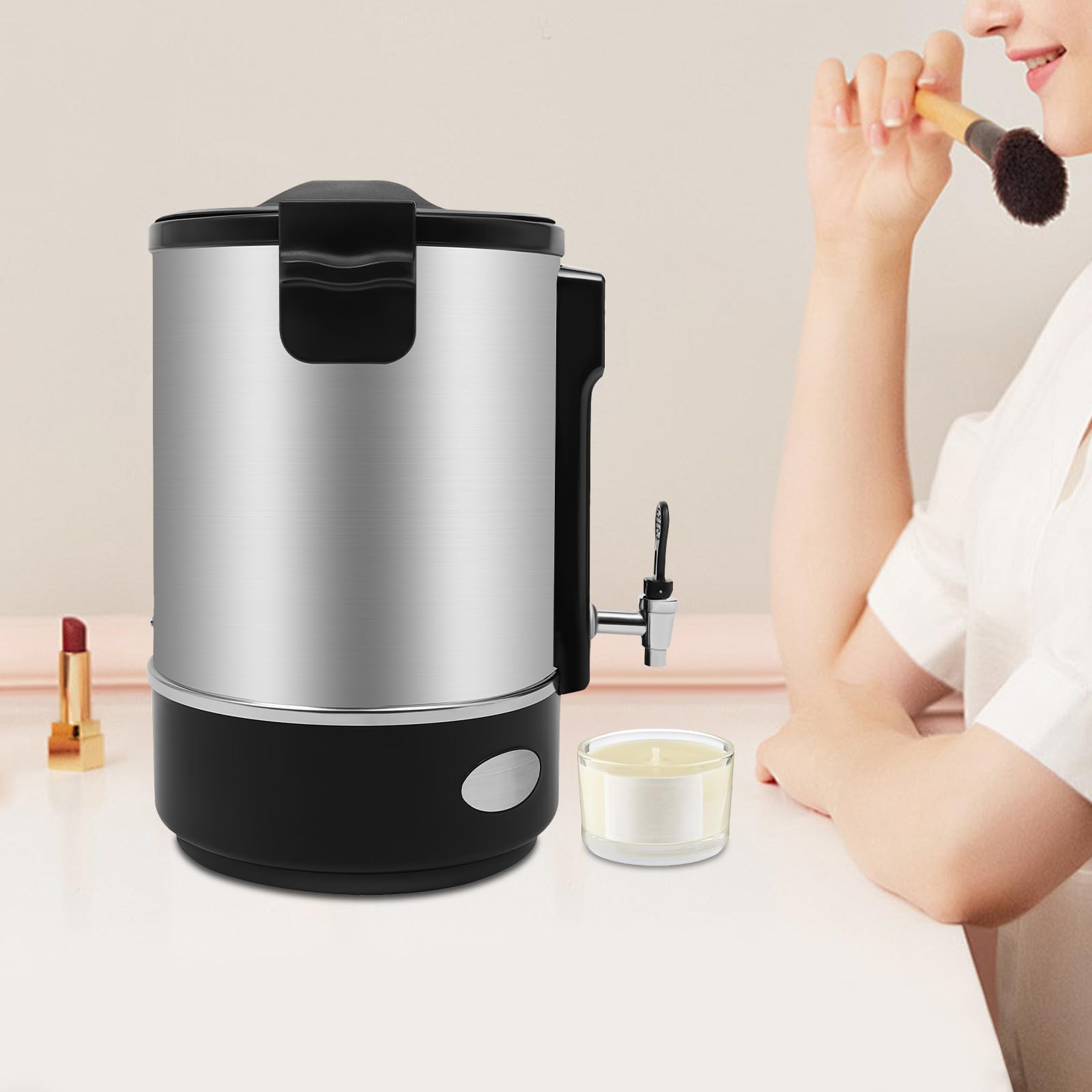 Fondatore per cera elettrica 12 l 1100 W, macchina per sciogliere la cera con rubinetto e display a LED, vaso per cera temperatura 30-100 °C, per soia paraffina cocco, casa officina, acciaio inox 201