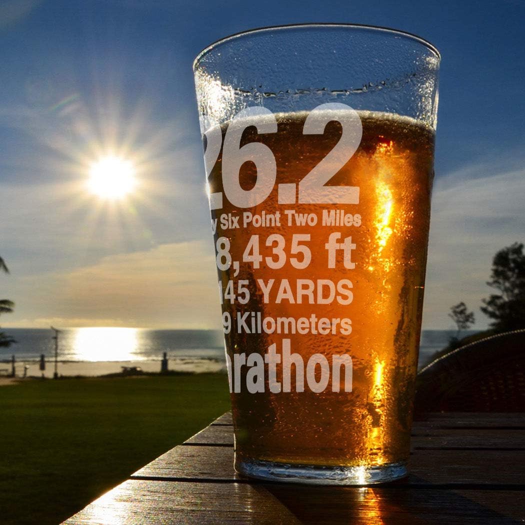 Gone For a Run 26.2 Math Miles Engraved Beer Pint Glass 16 oz.