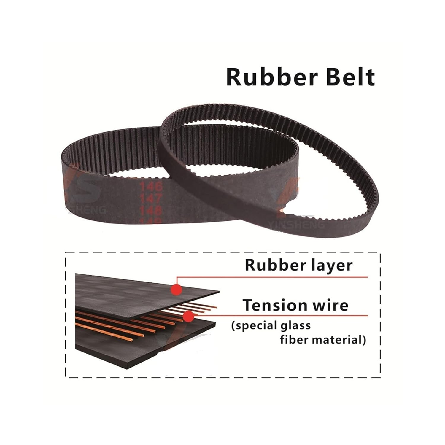 1pc Rubber Cam Belt Model from 394-S2M to 430-S2M Serrated (412-S2M,Belt width- 15mm)