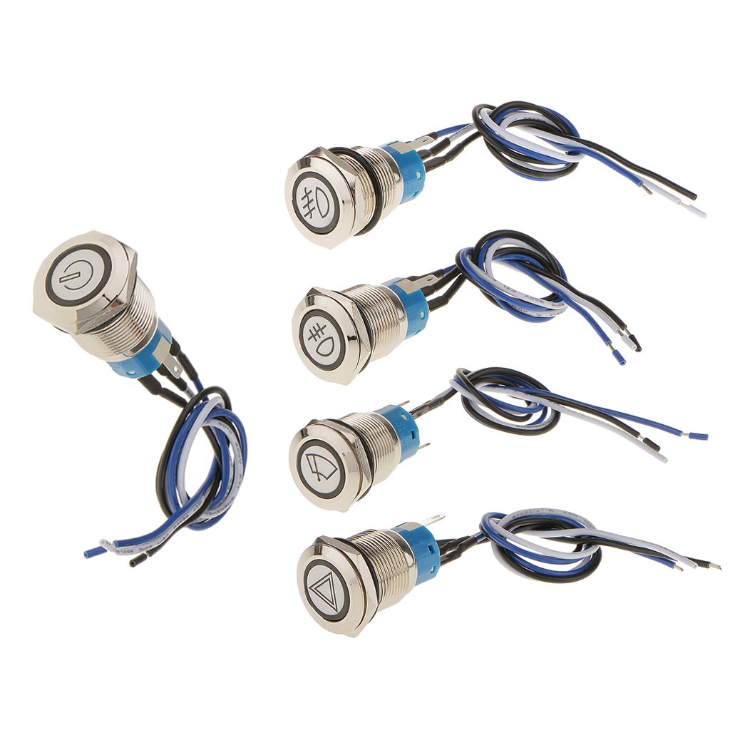 12V 19Mm Latching Led Metal Push Button Panel Switch Waterproof Pattern 1-image-35