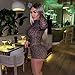 Molilove Womens Cheetah Print Romper Sexy Bodycon Shorts Jumpsuit Long Sleeve Crew Neck One Piece Outfits Y2K Trendy Clothes