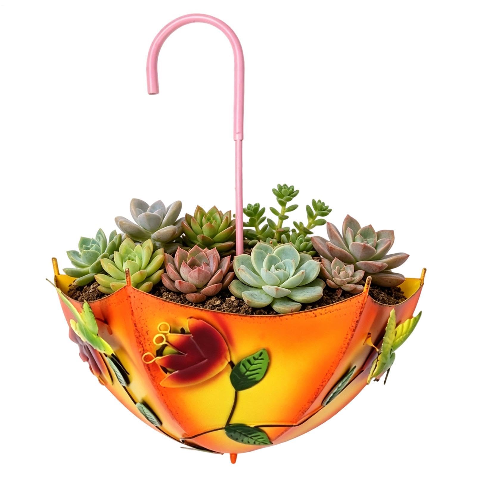 eizliyorum Umbrella Shaped Wall Planter - Inverted Umbrella Shape Yard Plant Pot - Novelty Decorative Planter with Drainage - for Outdoor Garden Yard Patio Porch Backyard Courtyard Terrace Balcony