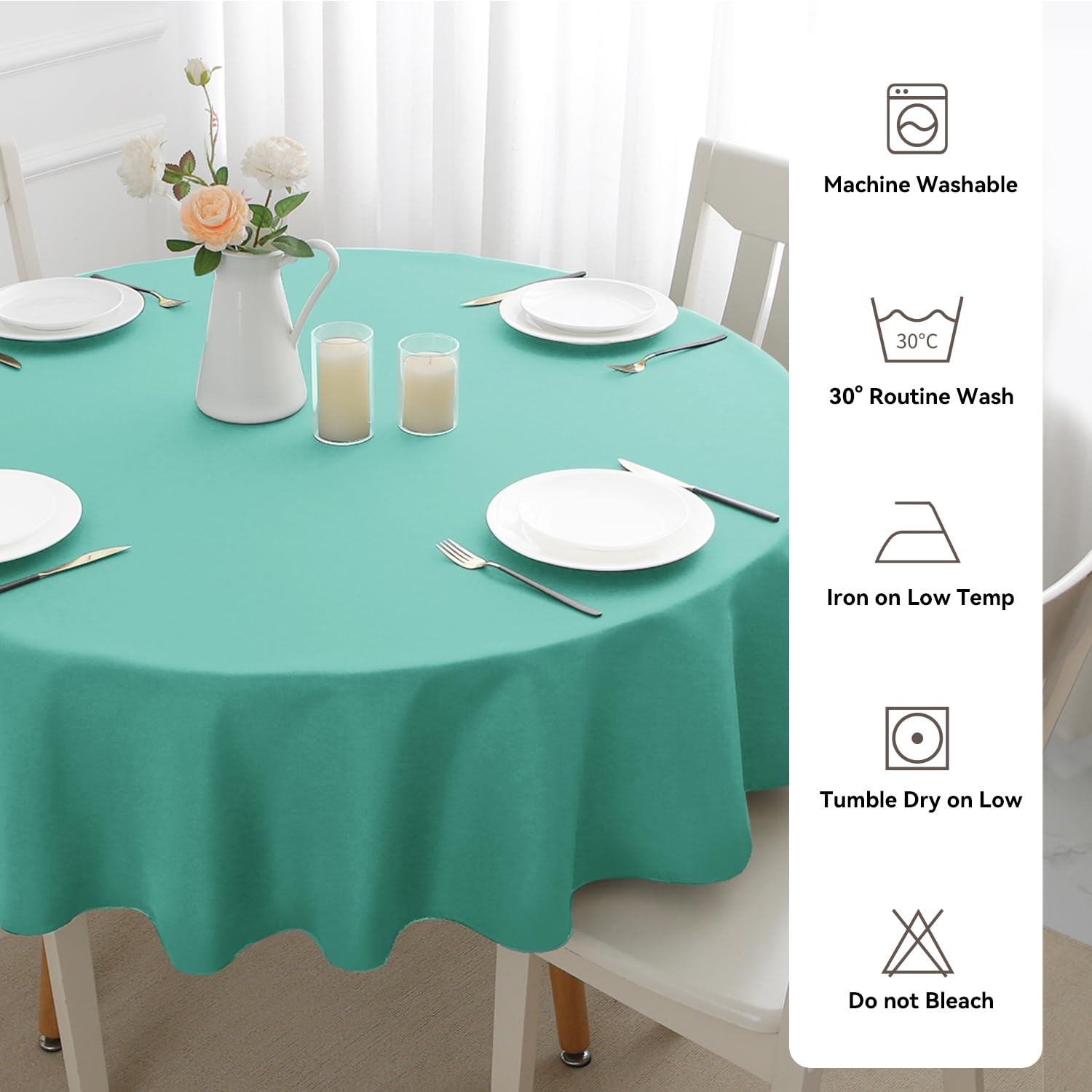 Romanstile Tovaglia Rotonda 140 cm Blu Teal Antimacchia - Perfetta per Decorazioni Estive, Giardino, Terrazza, Pranzi Estivi, Colore Blu Teal Raffinato, Idrorepellente, 4-6 Posti