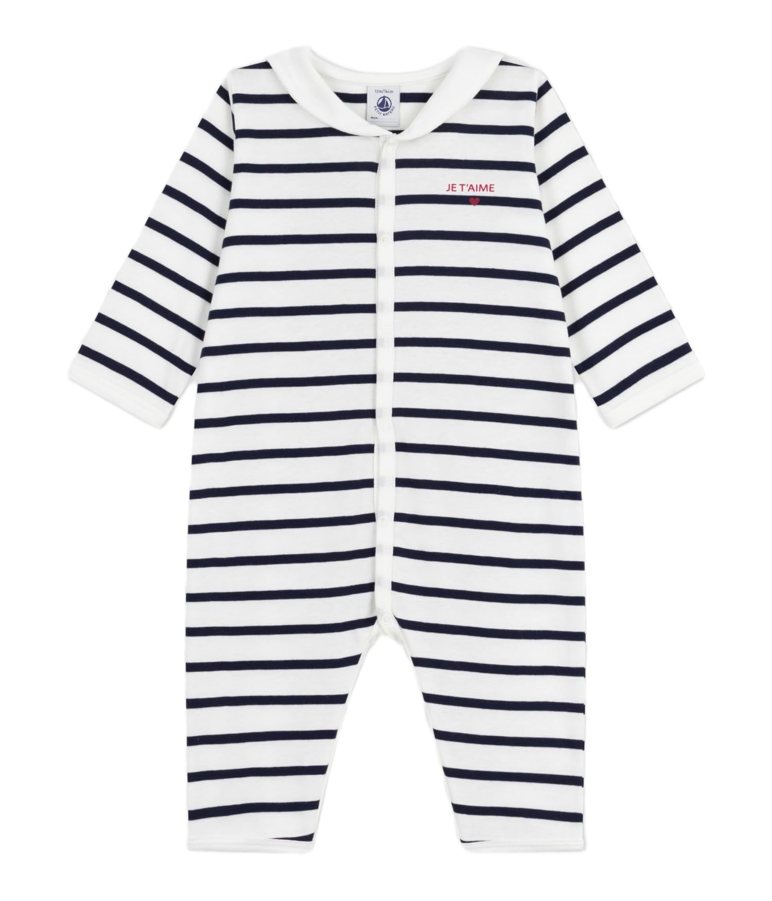 Petit Bateau Pyjama bébé en Coton sans Pieds avec col Bateau imprimé Rayures