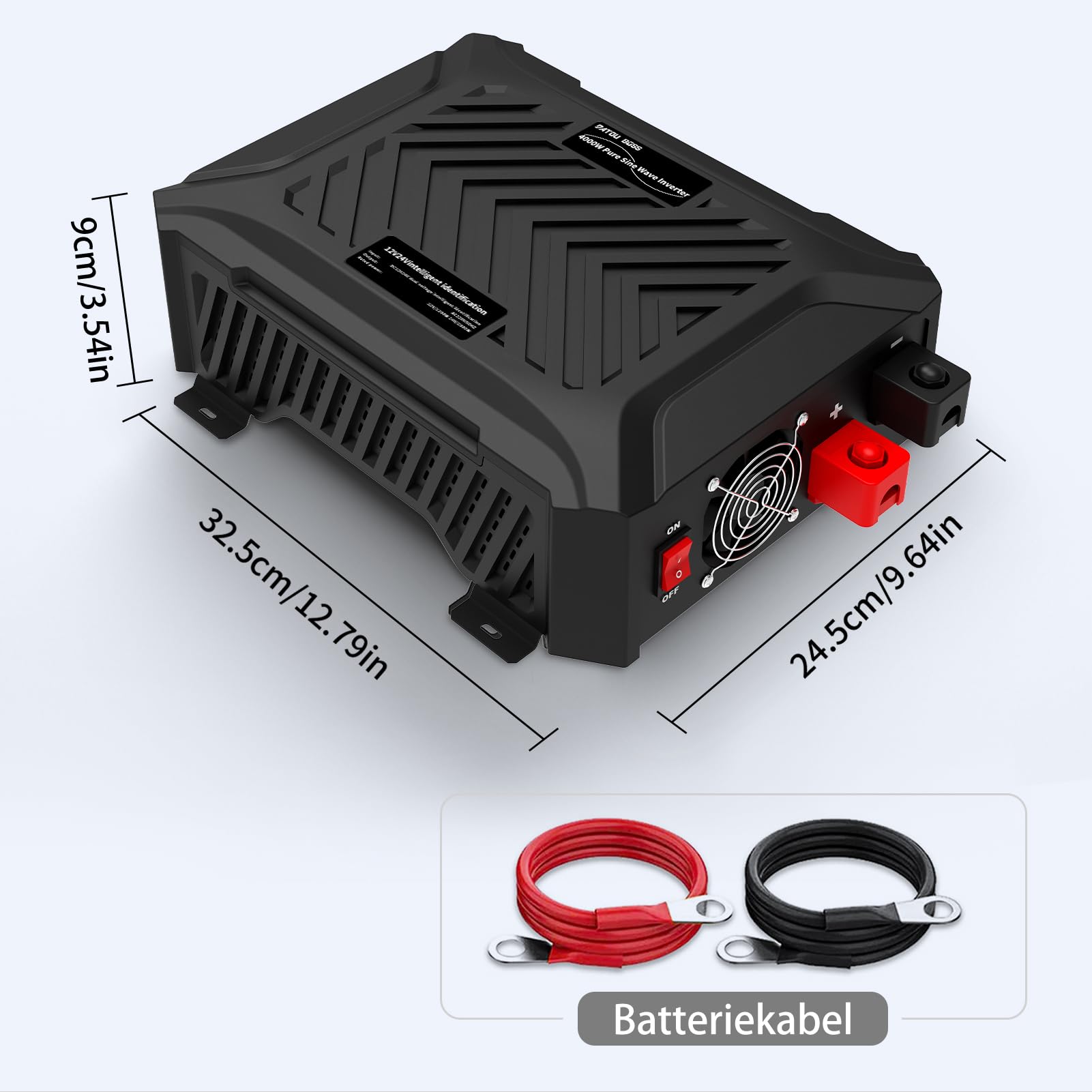 DATOUBOSS Pur Sinus Onduleur 12V/24V vers 220V 230V Convertisseur Universel Double Tension 1200W/2300W avec système de détection Intelligent Puissance de crête 2000W/4000W, Transformateur avec LCD