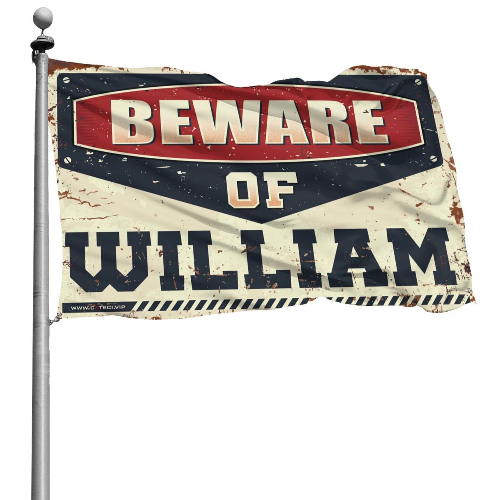 Drapeaux de chambre drôles Beware of William Abipuir 152 x 244 cm