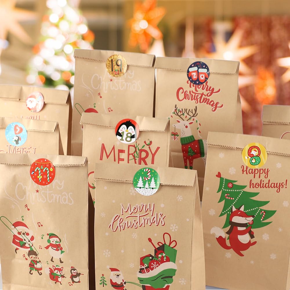 24 Sac Calendrier De L'avent, Pochette Calendrier De Lavent A Replir