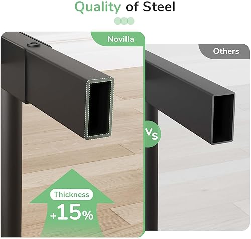 Miniatura 5 de Novilla - Base de cama de metal con cabecera y estribo, plataforma de 14 pulgadas con almacenamiento, no necesita somier, soporte de listones de