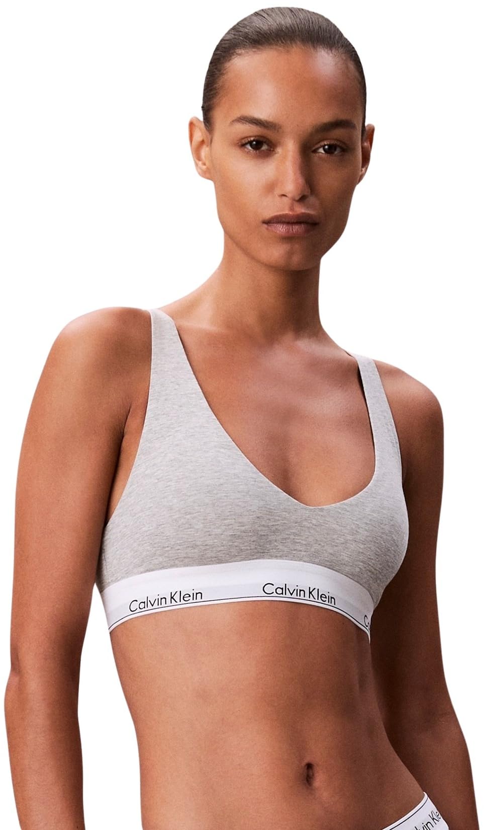 Calvin Klein Women's Unlined Triangle Bralette with Adjustable Straps, Grey (Grey Heather), S