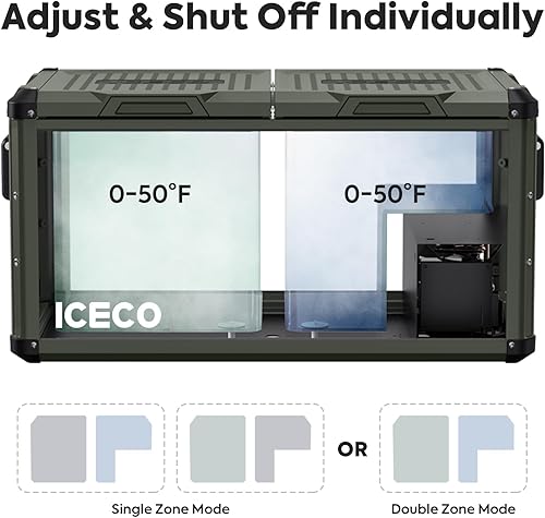 Miniatura 4 de ICECO VL75 ProD - Refrigerador portátil de 12 V, con CACC, refrigerador de doble zona de 75 litros alimentado por SECOP, de 0  a 50 , enfriador