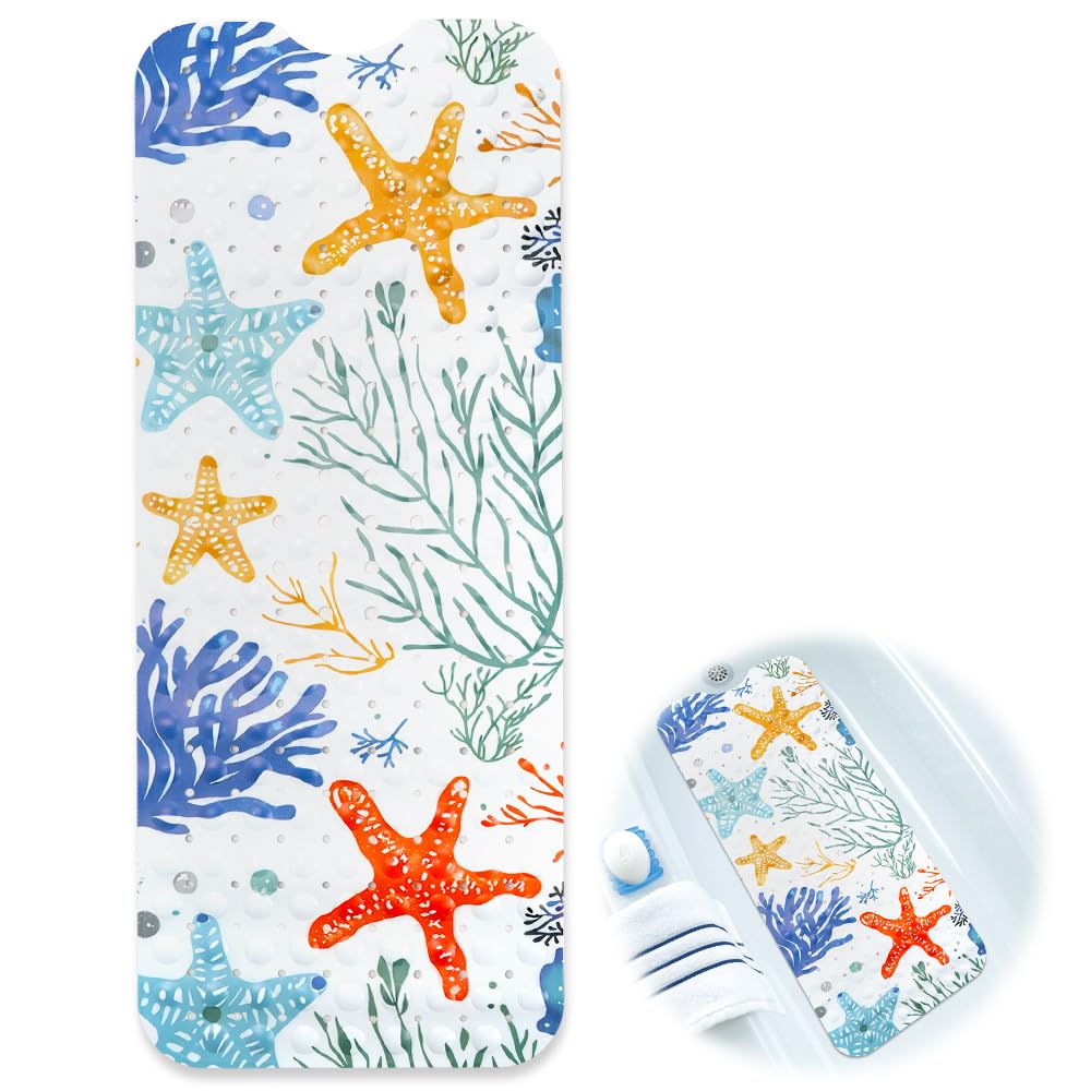 MOAMUN Alfombrilla De Alfombra Bañera Antideslizante con Fuerte Succión, Alfombra Ducha Antideslizante Anti Moho, Lavable a Máquina Antideslizante Ducha para Corredor De La Ducha Tinas De Baño(Azul)
