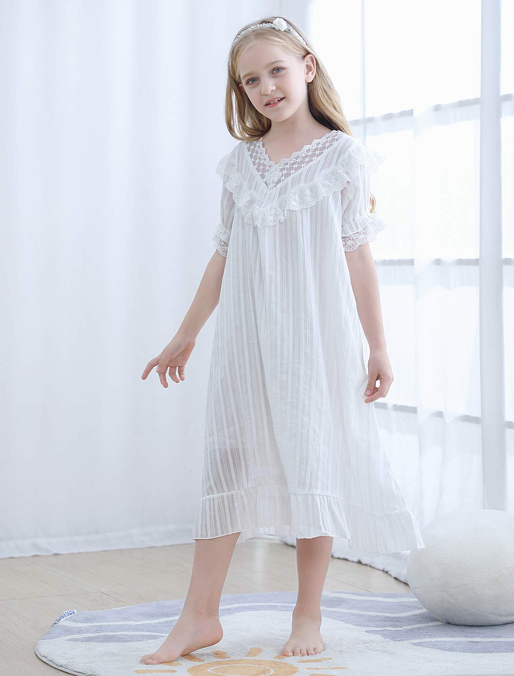 Chemise de nuit victorienne pour fille de 3 à 12 ans