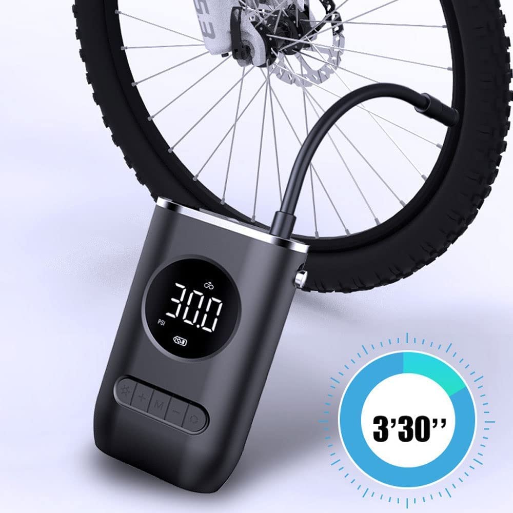 Compressore d'Aria per Auto, gonfiatore per Pneumatici per Auto, Pneumatico per Bici da Moto Gonfiabile, Mini Pompa Automatica elettrica Portatile Digitale per Bike Ball