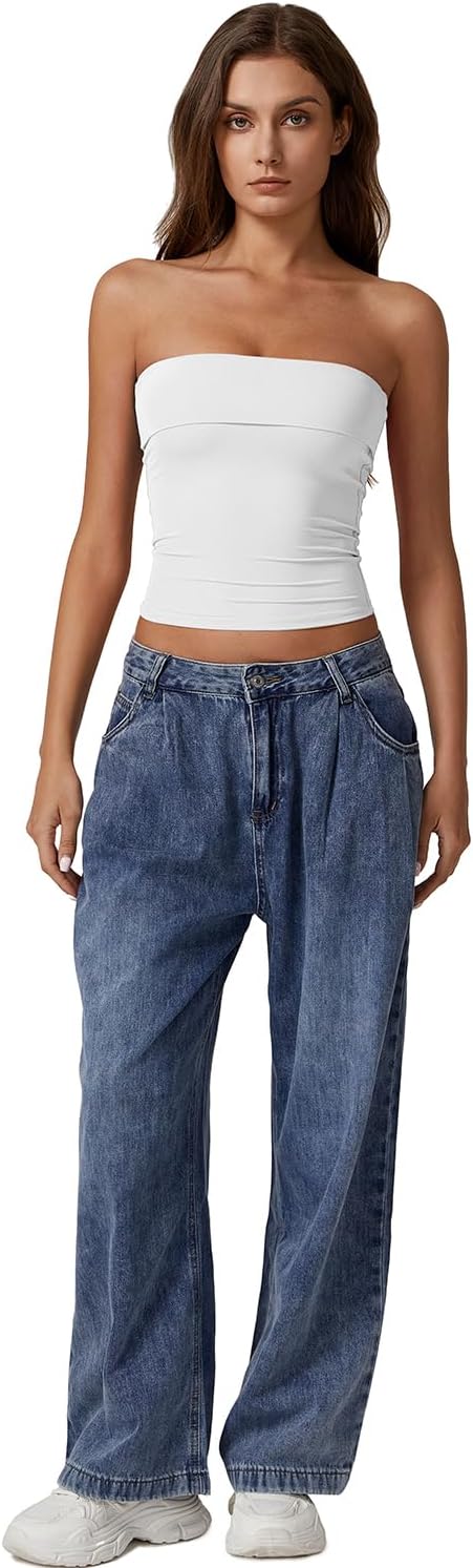 QINSEN Women's Tube Tops Strapless Bandeau Tops Double Lined Slim Fit Summer Going Out Tank Tops - Image 6