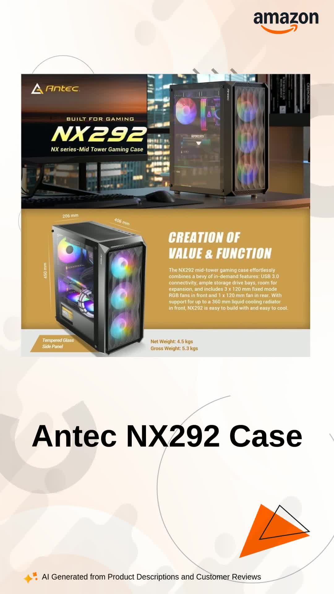 Amazon.in: Buy Antec NX292 ATX Mid-Tower Case, Tempered Glass Side