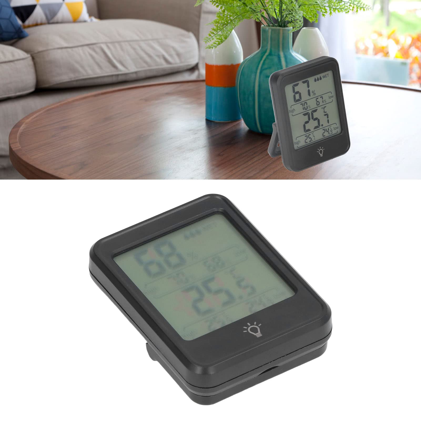 Digital Thermometer Hygrometer Professional Electronic Humidity Temperature Meter with LCD Display for Indoor Outdoor