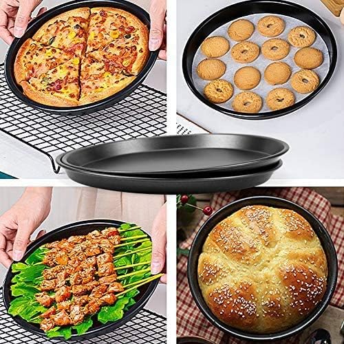 ARUP Round Pizza Pan Non-Stick Baking Tray Plate Pizza Tray Pizza Baking Tool for Microwave Oven Baking Tray Round Teflon Coated Carbon Steel 2