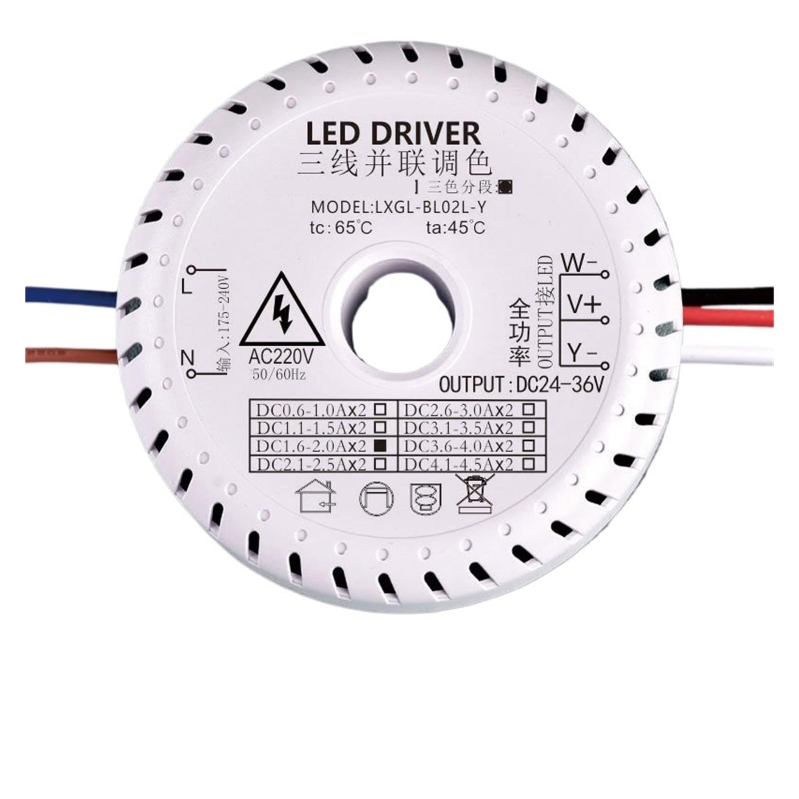 Gradation tricolore 24V alimentation pour lustre LED de salon