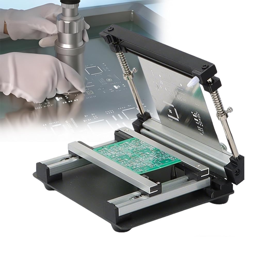 SMT Schablonendrucker, Manueller Lötpastendrucker mit einstellbarer Geschwindigkeit, Präzisionsstahlgeflecht für Leiterplattenmontage, Elektronikreparatur, Hobbyistenlöten
