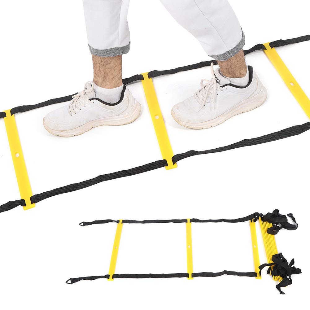 Escalera de Entrenamiento de fútbol de competición para Correr de 12 peldaños, Escalera de Velocidad Suave y ágil con cinturón Reforzado, Espacio Entre peldaños Ajustable para