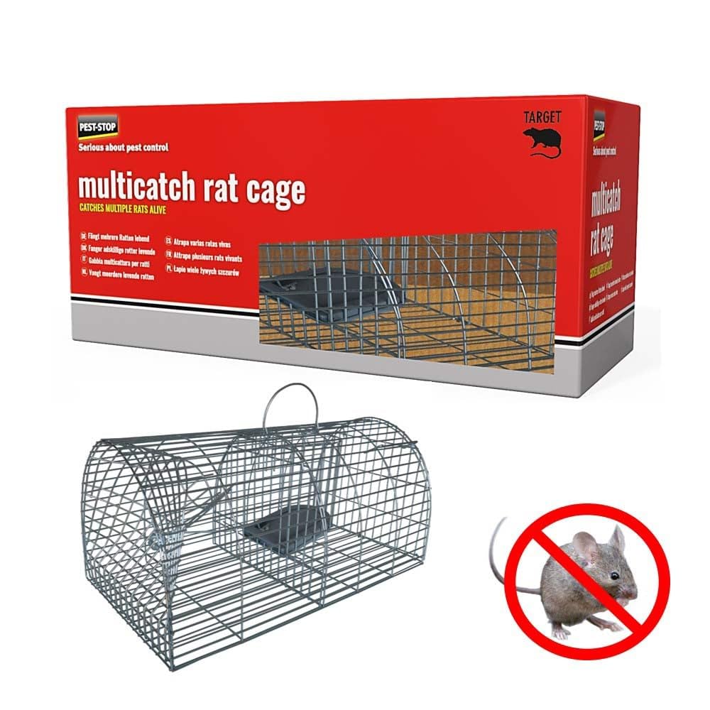 Multi Catch Rat Cage - For Indoor and outdoor - Durable Reusable Cage - Effective and Humane Rodent Control - Easy and Ready to Use - Galvanized Steel Construction- Catch up to 15 rodents
