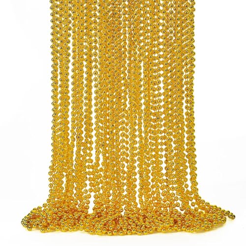 Gold Bead Necklace, 24PCS Christmas Bead Necklaces Stuff, 33