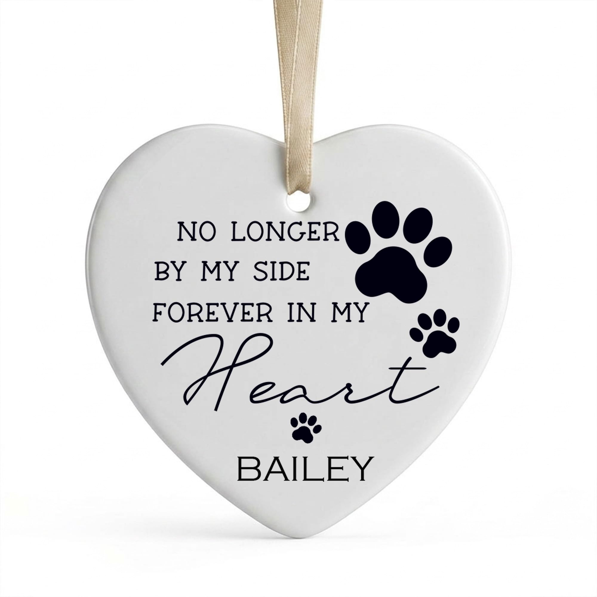 Personalised Pet Memorial Ceramic Ornaments | Dog Cat Loss Keepsake Heart | Paw Print Bereavement Gift Sympathy Hanging Plaque