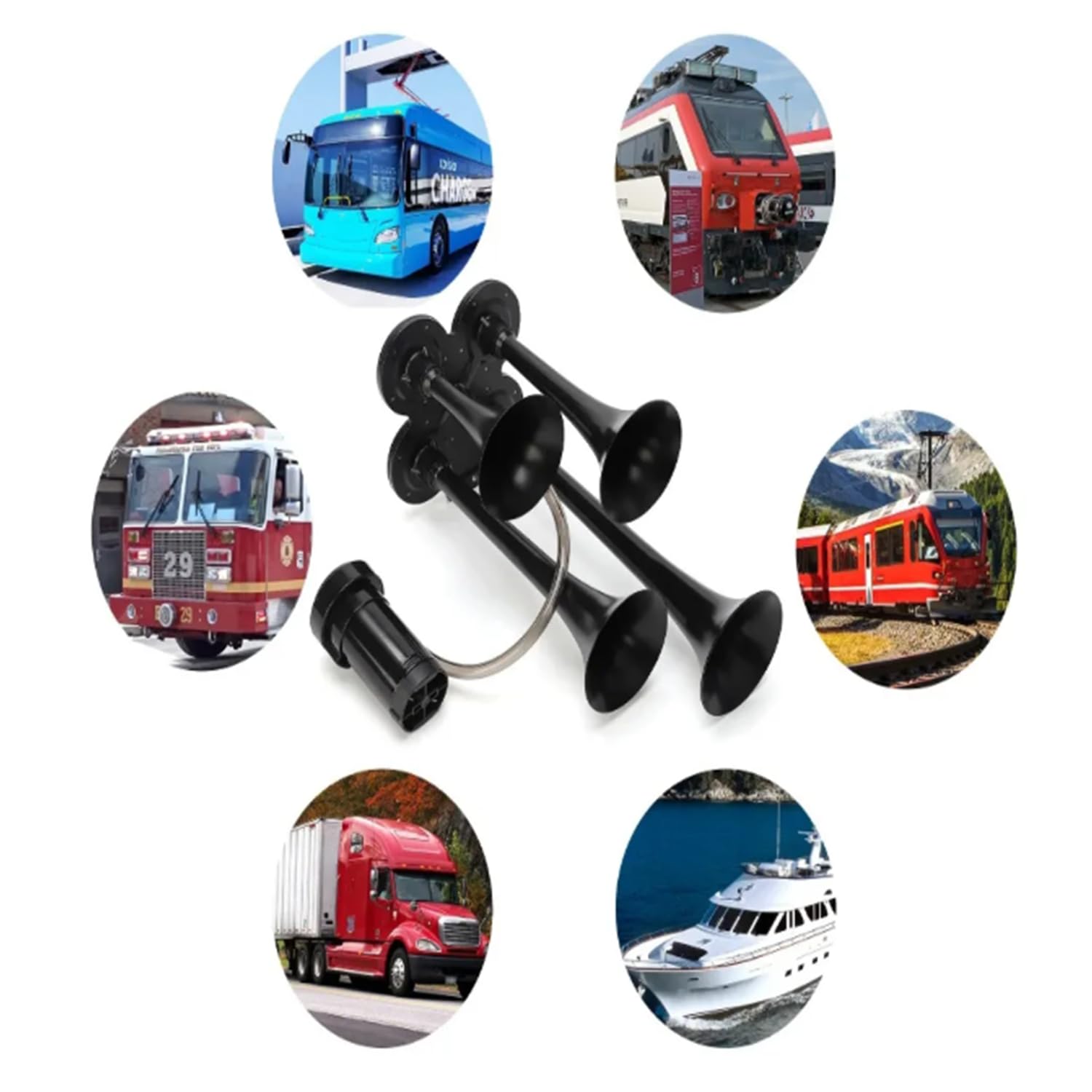 Clacson Lwk 12 v,Trombe Camion,Aria Corno Elettrico Ad Aria Compressa 150db Clacson Con 4 Trombe Impermeabile,Per Qualsiasi 12 v 24 v Veicolo Camion Nave Nave Da Carico Della Nave