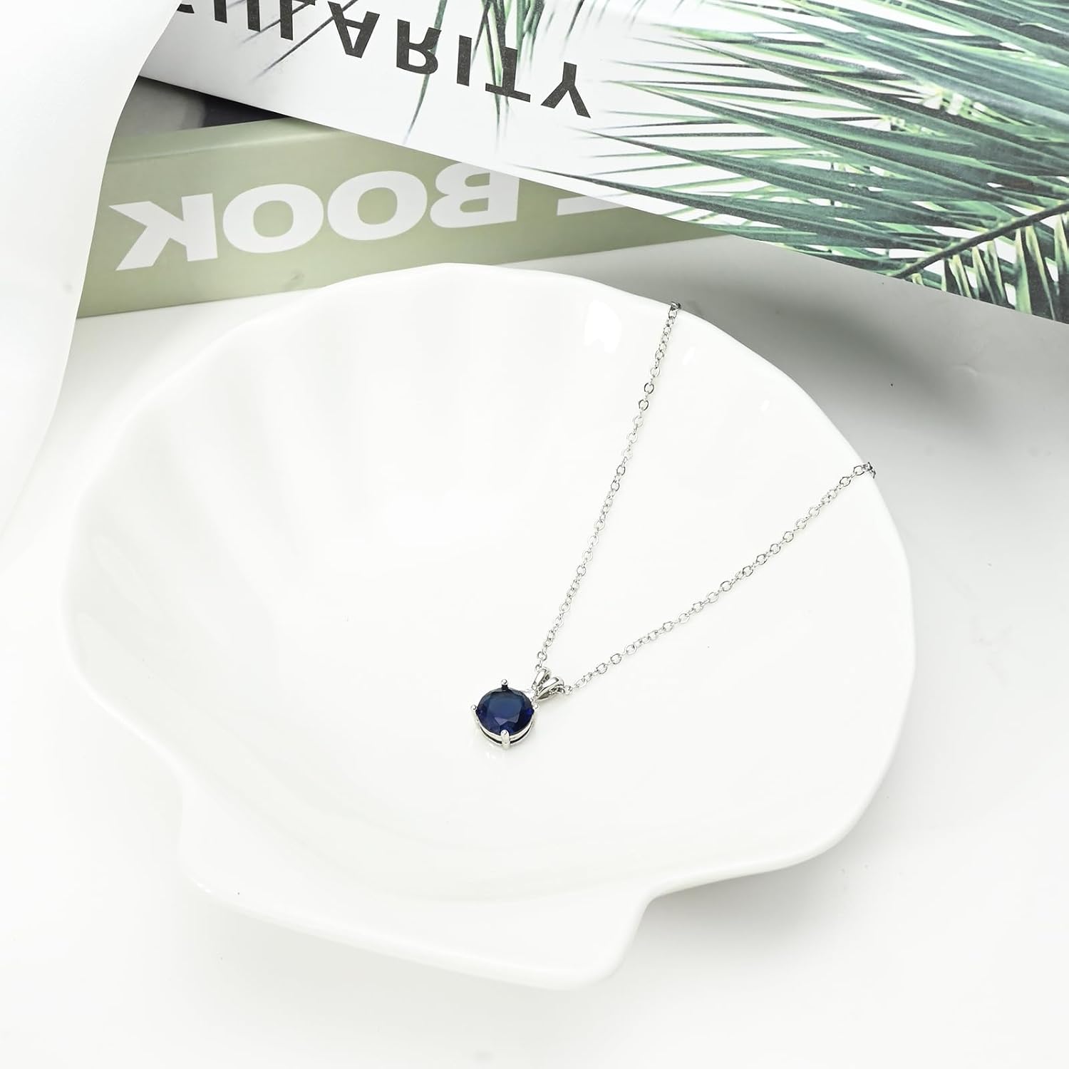 Sapphire Necklace 925 Sterling Silver Dainty Round Necklace Birthstone Necklace Sapphire Jewelry Blue Pendant Necklaces for Women - Image 6