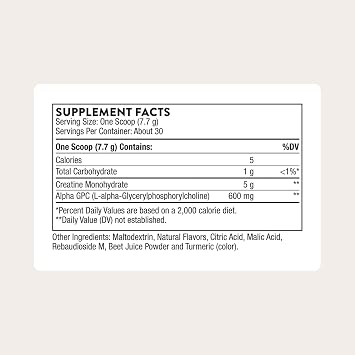 THORNE - Creatine + Alpha GPC - Micronized Creatine Monohydrate Powder - Support for Muscles & Cognitive Function* - for Women & Men - Watermelon Lemonade - NSF Certified for Sport - 30 Servings