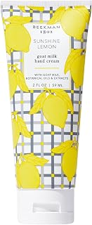 Beekman 1802 Sunshine Lemon Hand Cream - Scented - 2 fl oz - Nourishes, Hydrates & Repairs - With Goat Milk, Shea Butter & Glycerin - Non-Greasy - No Irritation - Good for Sensitive Skin