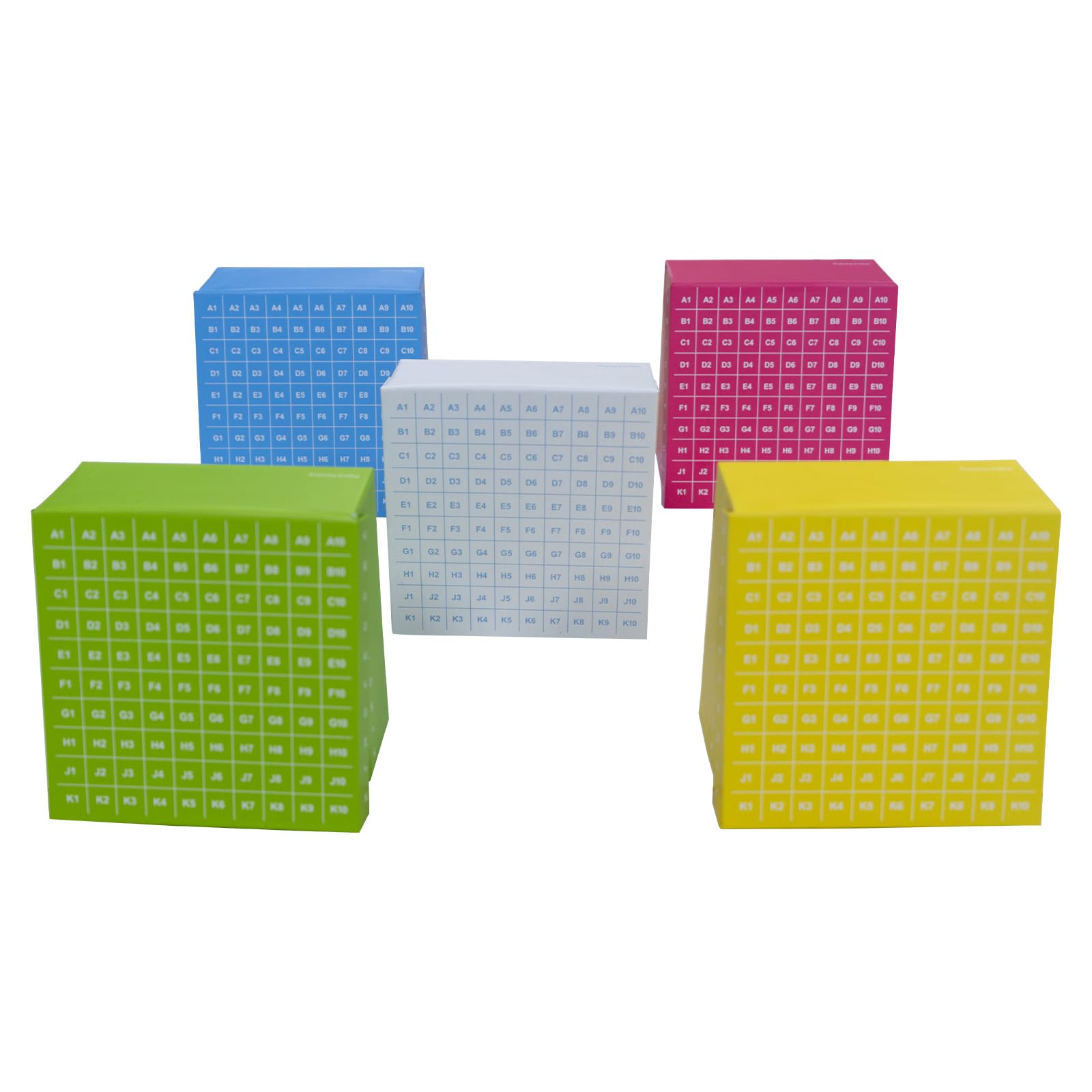 Kryobox Lot de 5 tubes à échantillons avec codage, récipients pour tubes à microcentrifugeuse, boîtes de rangement cryogéniques pour microtubes et appareils cryogéniques de 1,5 à 2,0 ml, 100