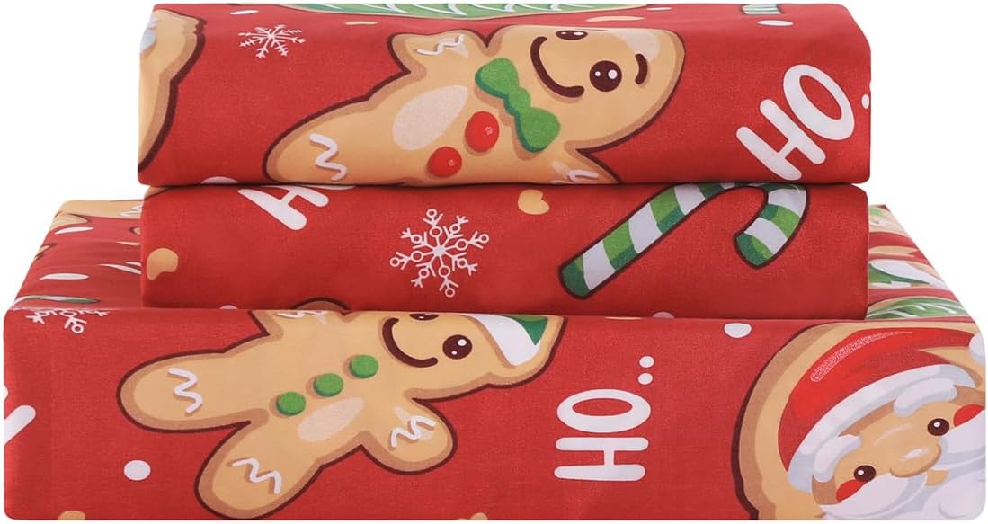 Vaulia Christmas Duvet Cover King, Holiday Soft Lightweight Microfiber Bedding Collection with Gingerbread Pattern, Includes 1 Duvet Cover and 2 Pillow Shams, Red Color - Image 6