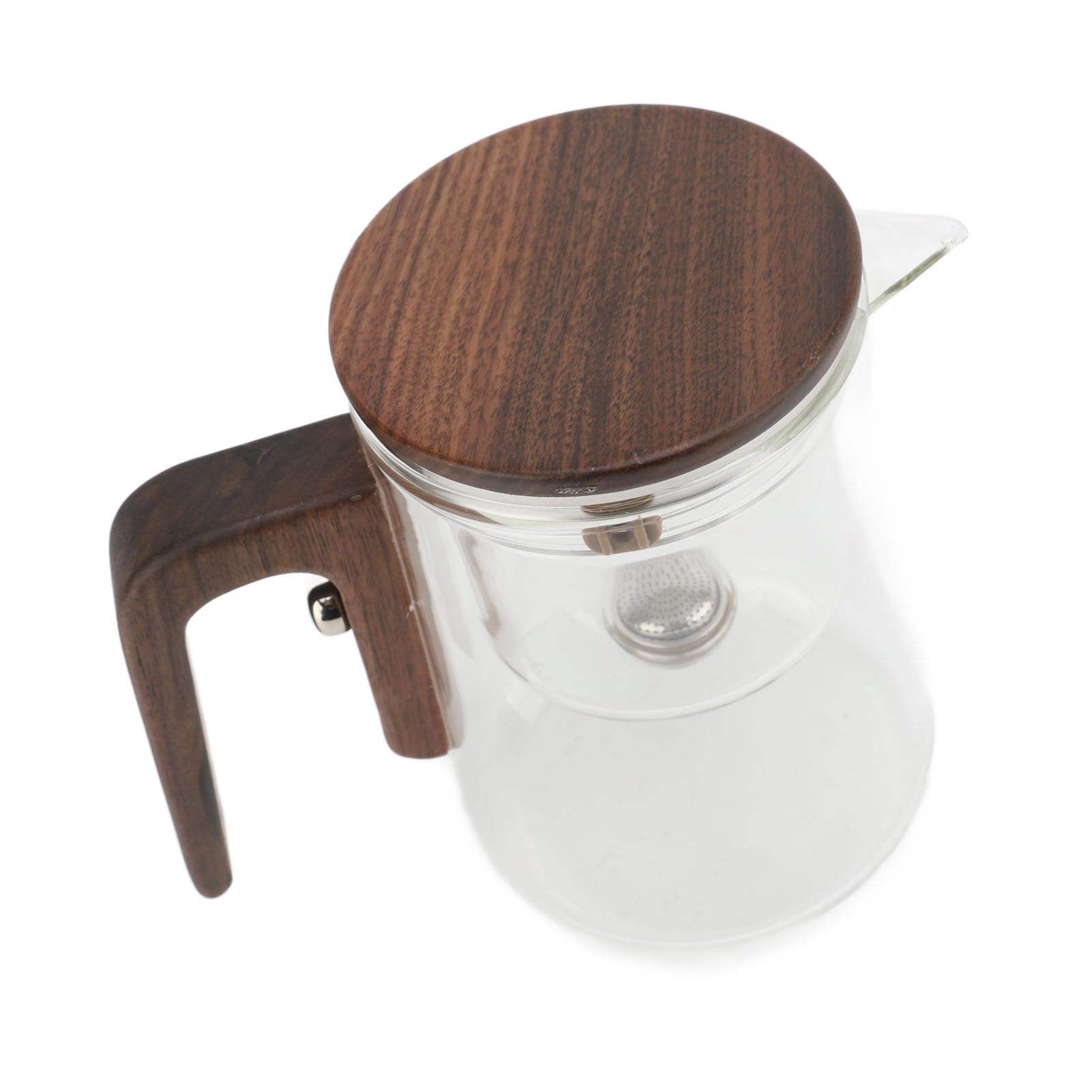 Tnfeeon Tetera de Vidrio Transparente de 600 Ml, Control de Botón de Bloqueo Magnético con Filtro de Acero Inoxidable, Perfecta para Preparar té de Hojas Sueltas en Casa u Oficina