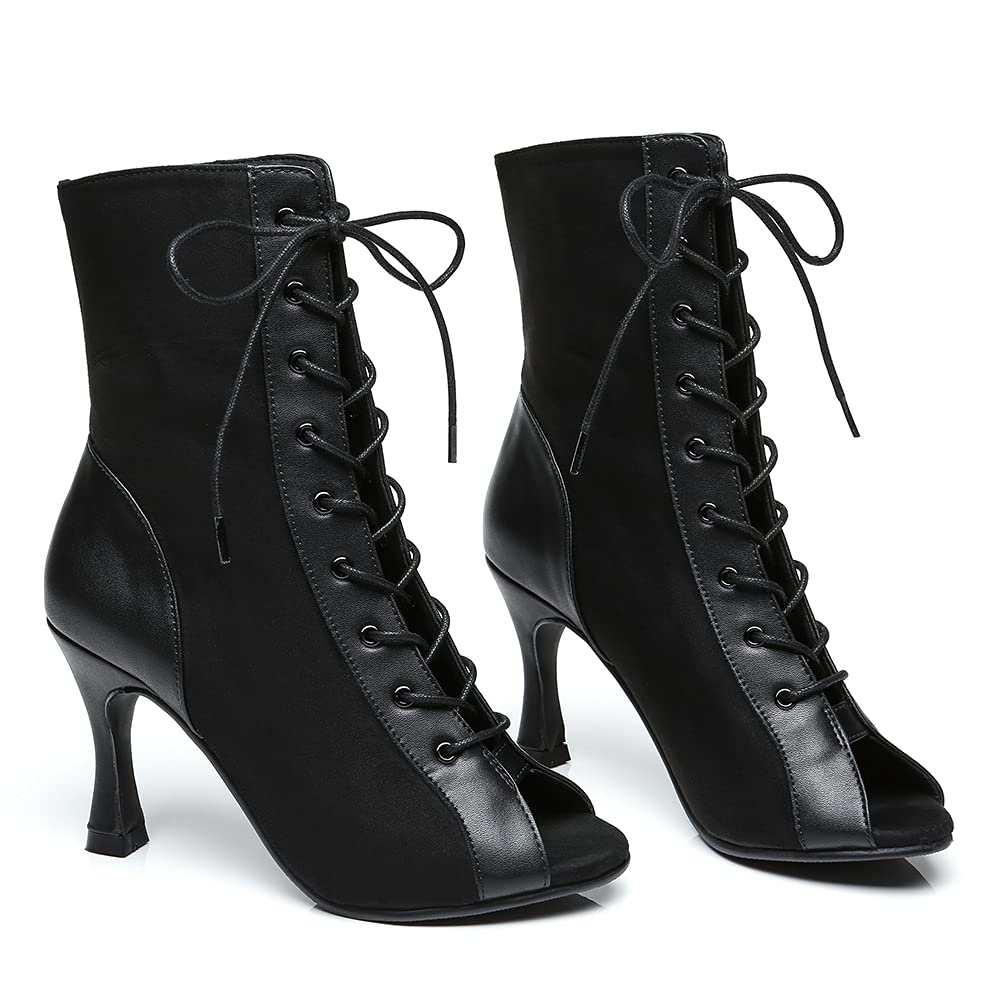 SWDZM Scarpe da Ballo Latino Salsa Moderno con Tacco Alto Professionali Nozze Festa Stivali da Ballo,Model-QJW1052+1018