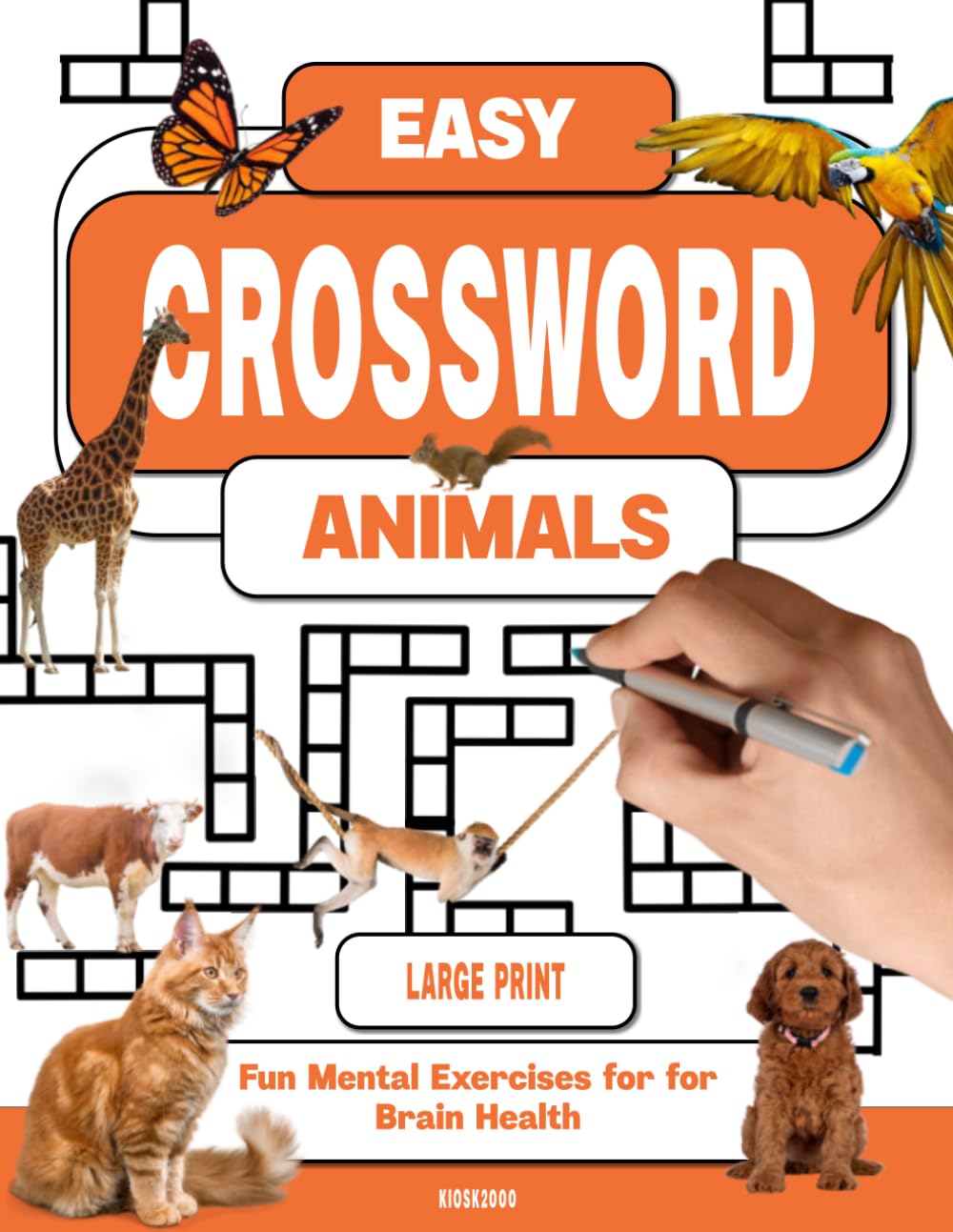 Animals Easy Crossword Puzzle Book for Seniors with Dementia: Fun Mental Exercises for Seniors for Brain Health
