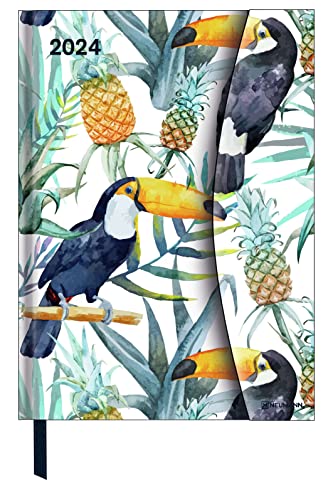 Jungle 2024 Diary Book Calendar Pocket Calendar 16 x 22: Magneto Diary, White