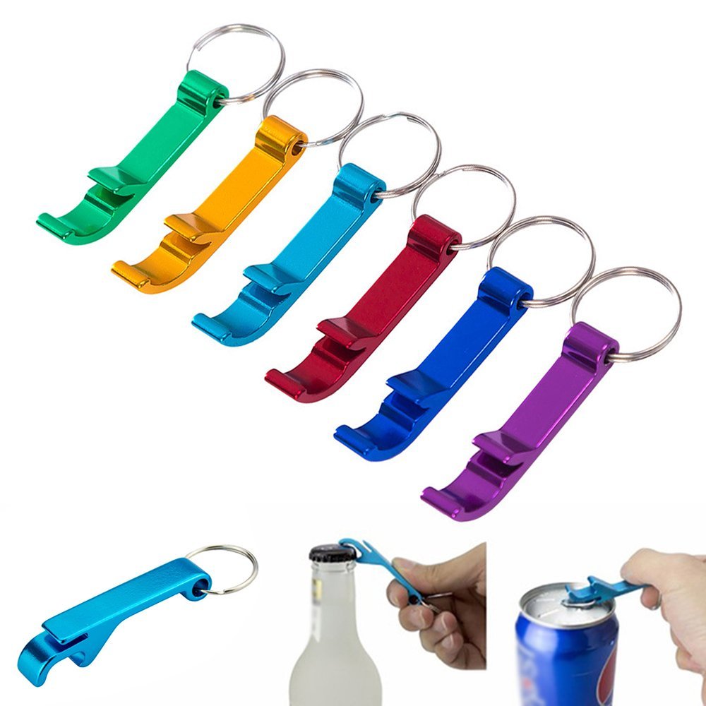 6 portachiavi apribottiglie per aprire lattine birra mini