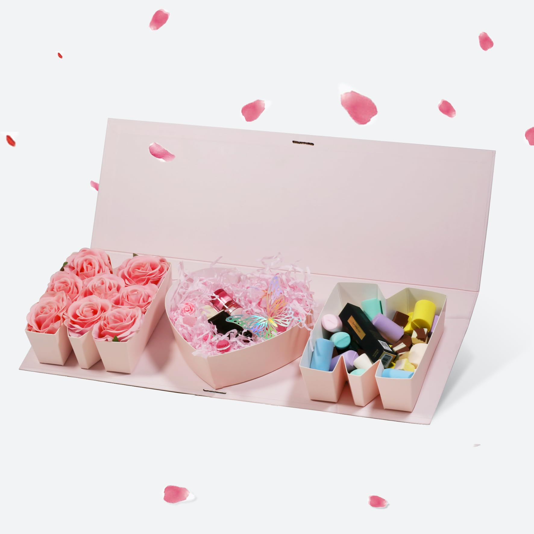 Geoto 17.3"x6"x2" Pink/Red/White Creative Mother's Day Gift Packaging Idea Fillable MOM Letter Shaped Gift Boxes(Pink)