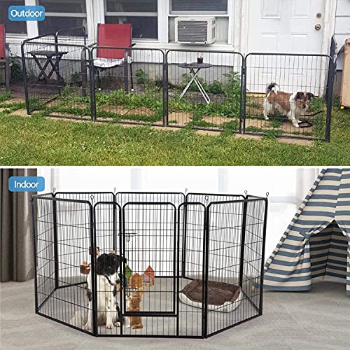 BAOJIADA 犬 サークル ペットフェンス 犬ゲージ 大型犬用 中型犬用 ペットサークル 屋内外兼用 バリアフリー 組立簡単 パネル8枚 複数連結可能 スチール製 高さ60cm 高さ80cm 高さ100cm 全成長期使用可 ダブルロック ペットケージ 犬用 ゲージ の商品画像 6