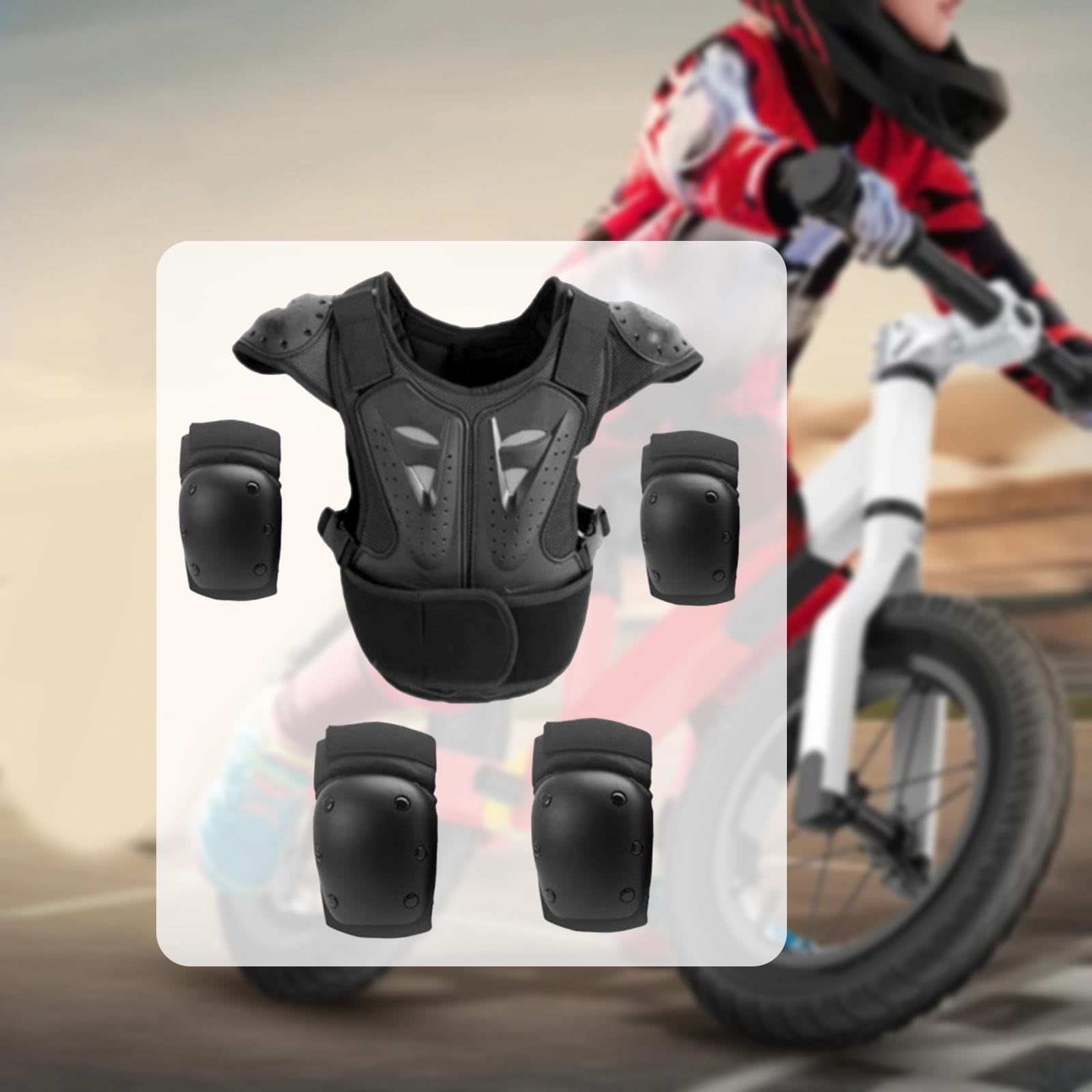 Gilet de pour Enfants, Combinaison de Vélo, Protections Intégrales, Genouillères et Coudières Portables pour La Conduite à, Style A