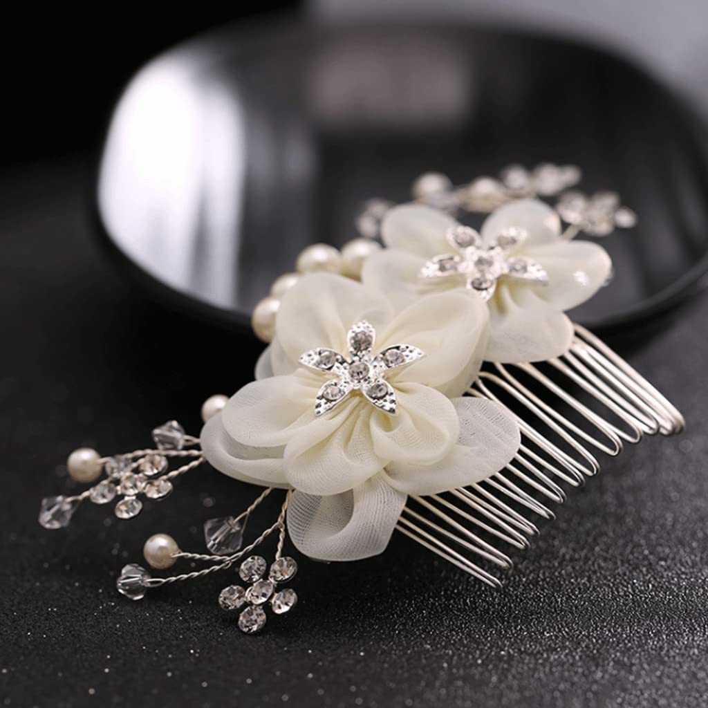 Grzebienie Boczne Grzebień do Włosów Wesele Boczny grzebień do włosów Bridal Hair Clip Grzebień Rhinestone Silk Flower Clip Headpiece na akcesoria ślubne