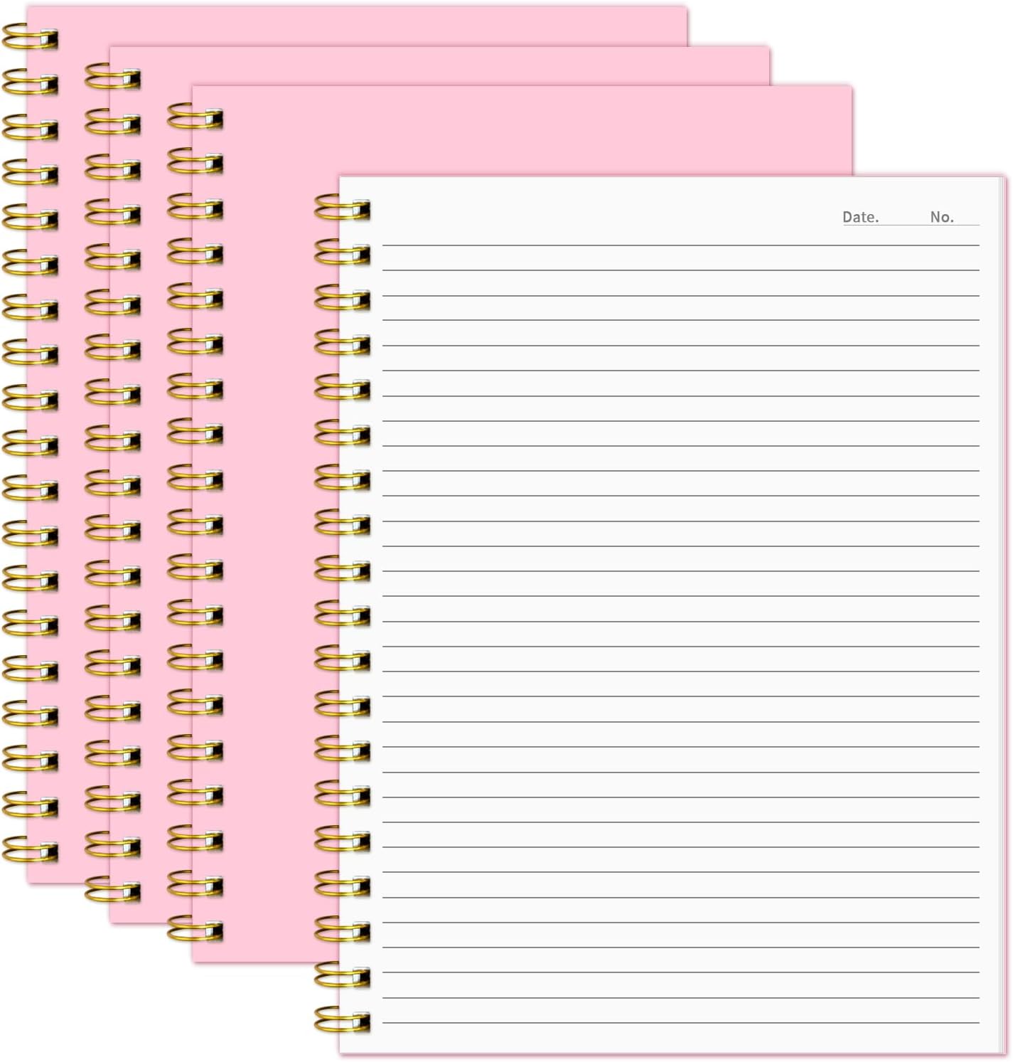 Lined Spiral Notebook B5 Pink Hardcover Notebooks for Work -7.48" X 10.18" 4 Pack 7MM College Ruled,160 Pages 100GSM Thick Paper for Note Taking School Office Supplies