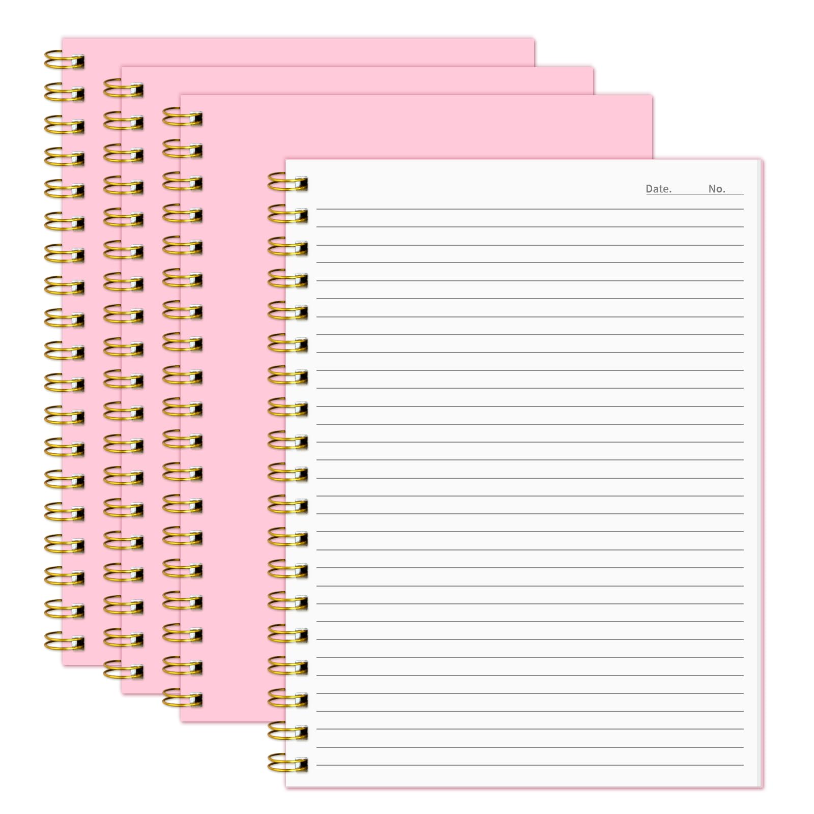 Quaderno a spirale a righe, formato B5, con copertina rigida, colore rosa, 100 g/m², 7 x 10 | Carta spessa senza sbavature, 7 mm, 160 pagine per scuola, ufficio, viaggi e appunti, per donne e uomini