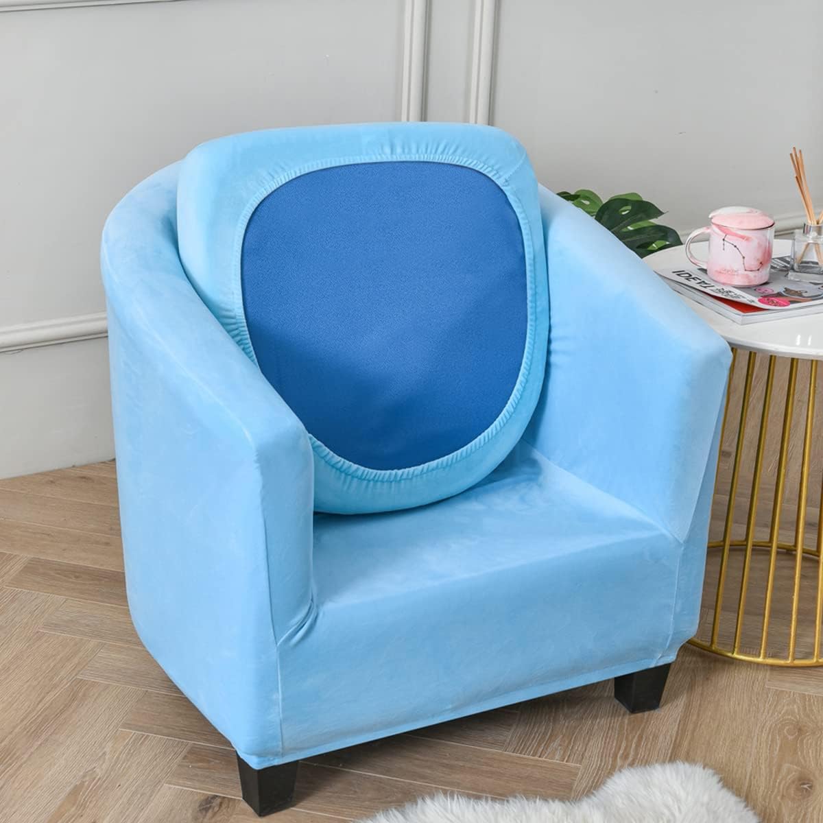 Club Armchair Seat Covers 2 Pieces 1 Seater Armchair Covers Cover for 1 Seater Armchair Cocktail Chair Covers for Bar(Celeste A)